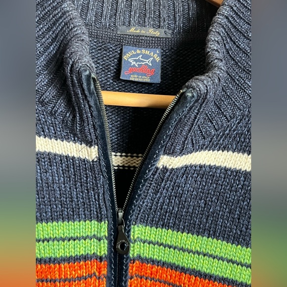 Paul & Shark Navy Striped Zip-Up Sweater - Picture 4 of 10